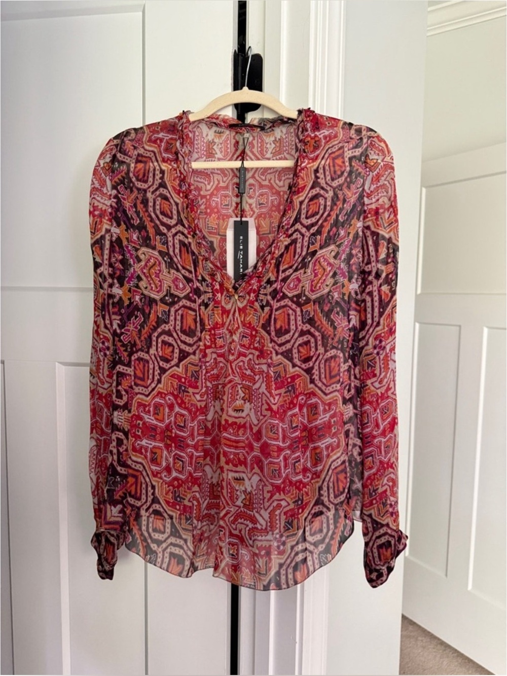 Elie Tahari Parisa Blouse New Petunia Silk Beaded Top